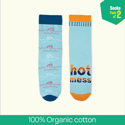 Blue Me Away! Unisex Socks, 100% Organic Cotton, Crew Length, Pack of 2
