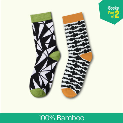 Shape-shift! Unisex Socks, 100% Bamboo, Crew Length, Pack of 2