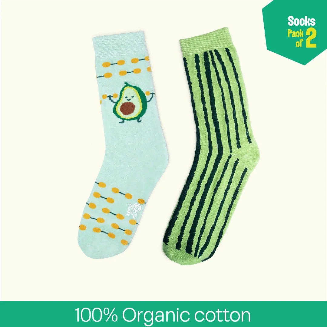 Food Baby! Unisex Socks, 100% Organic Cotton, Crew Length, Pack of 2