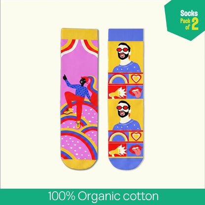 Bold & Proud! Unisex Socks, 100% Organic Cotton, Crew Length, Pack of 2