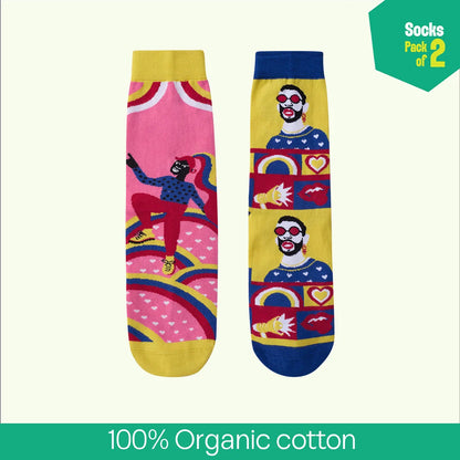 Bold & Proud! Unisex Socks, 100% Organic Cotton, Crew Length, Pack of 2