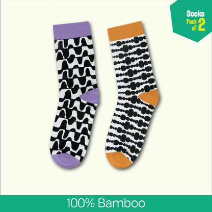 Pattern Play! Unisex Socks, 100% Bamboo, Crew Length, Pack of 2