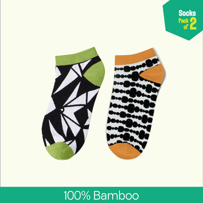 Shape-shift! Unisex Socks, 100% Bamboo, Ankle Length, Pack of 2