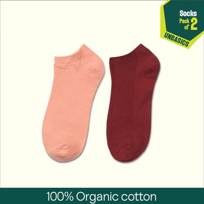Solid Matters! Unisex Socks, 100% Organic Cotton, Ankle Length, Pack of 2