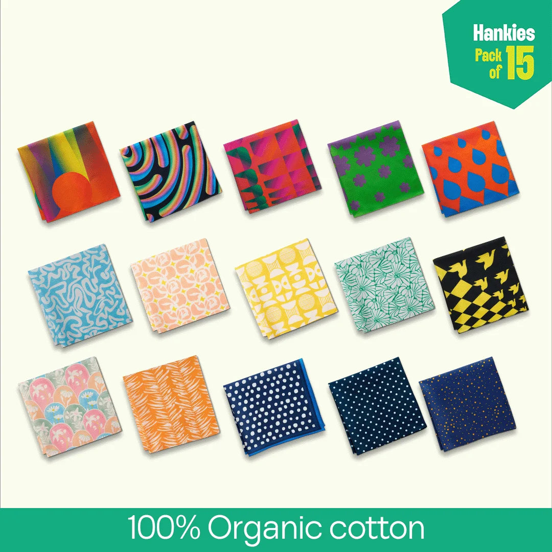 World Of Abstract! Unisex Hankies, 100% Organic Cotton, Pack of 15