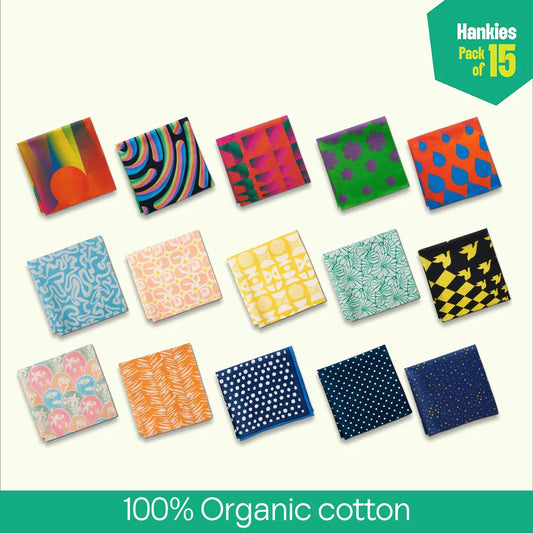 World Of Abstract! Unisex Hankies, 100% Organic Cotton, Pack of 15