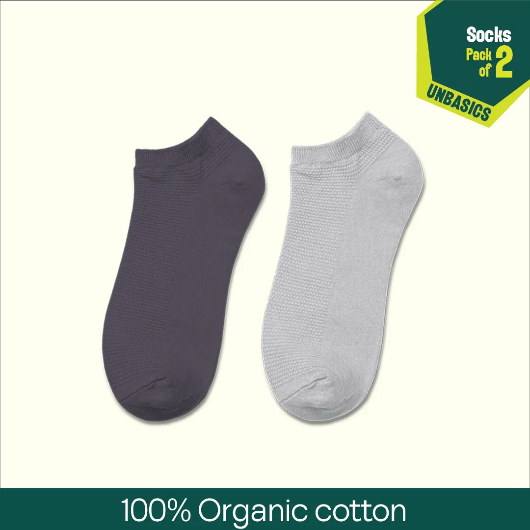 Earthbound! Unisex Socks, 100% Organic Cotton, Ankle Length, Pack of 2