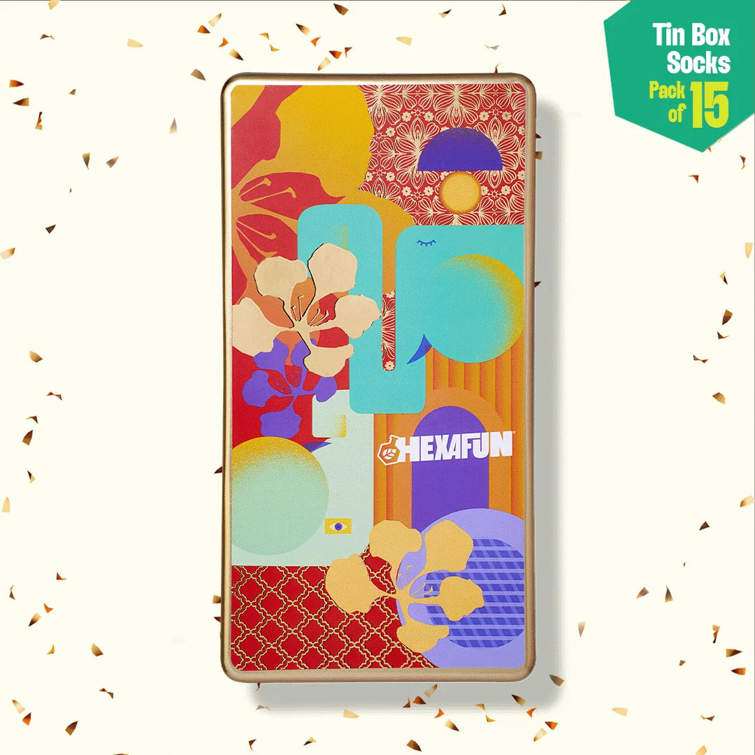 Floral Bloom! Tin Gift Box, Unisex Ankle Length, 100% Bamboo, Box Of 15