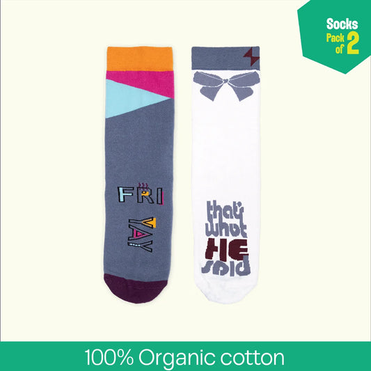Gray Matters! Unisex Socks, 100% Organic Cotton, Crew Length, Pack of 2
