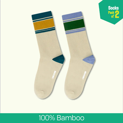 Retro Remix! Unisex Socks, 100% Bamboo, Crew Length, Pack of 2