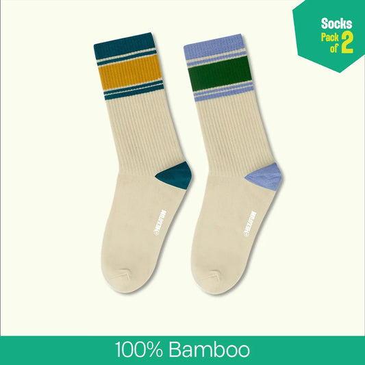 Retro Remix! Unisex Socks, 100% Bamboo, Crew Length, Pack of 2