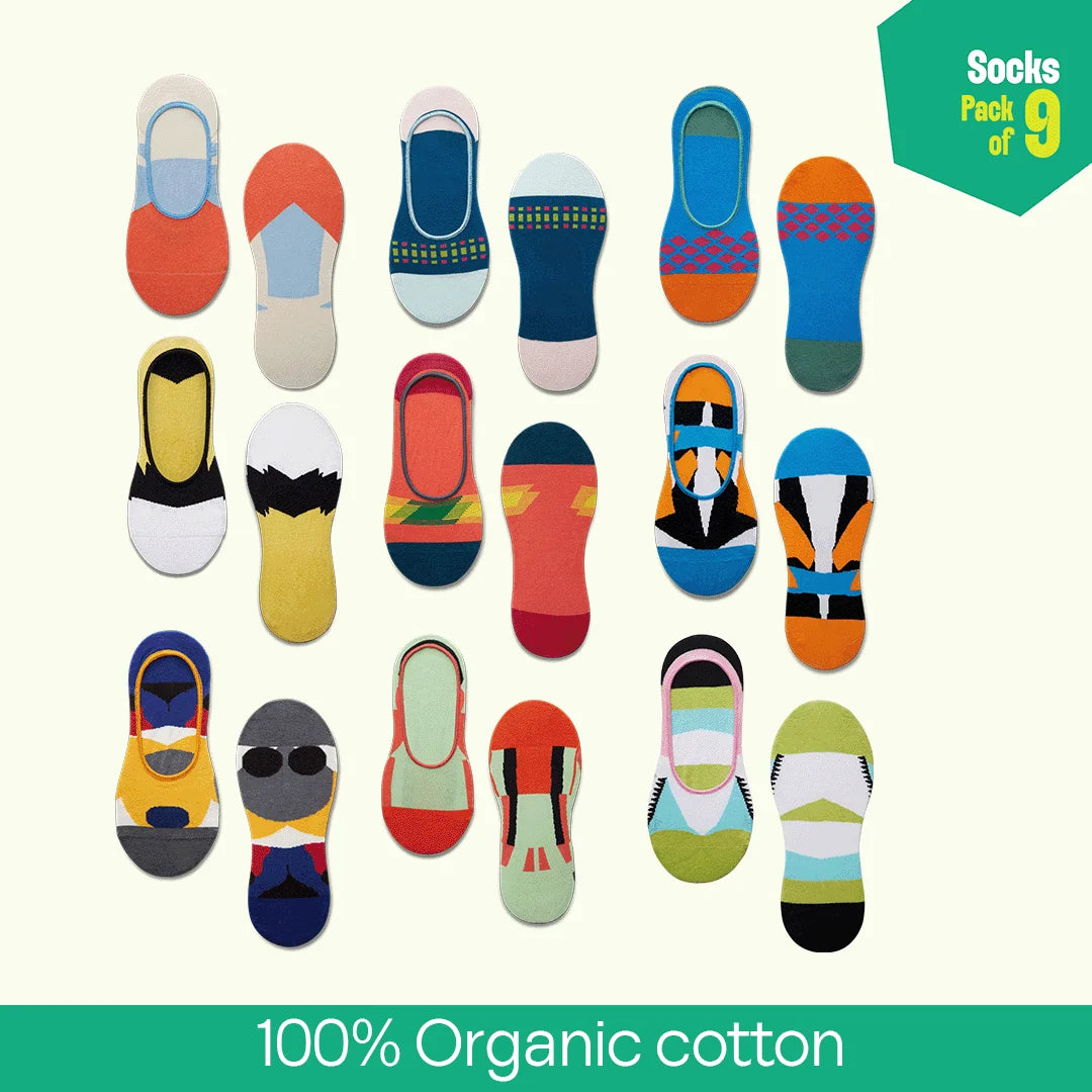 Star Wars! Unisex Socks, 100% Organic Cotton, No Show, Pack of 9