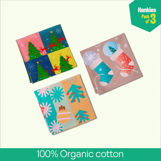 Sant-astic! Unisex Hankies, 100% Organic Cotton, Pack of 3