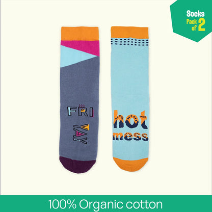 Wordle! Unisex Socks, 100% Organic Cotton, Crew Length, Pack of 2