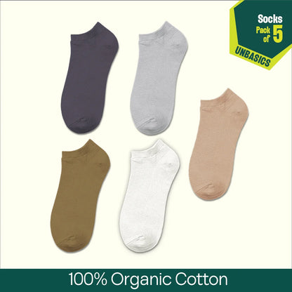 Pastel Palette! Unisex Socks, 100% Organic Cotton, Ankle Length, Pack of 5