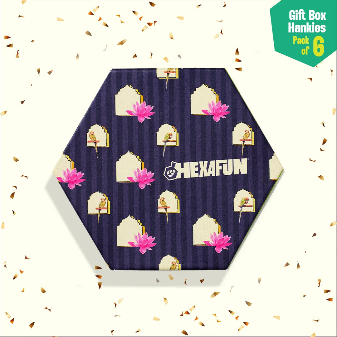 Bloomrang! Unisex Hankies, 100% Organic Cotton, Gift Box of 6