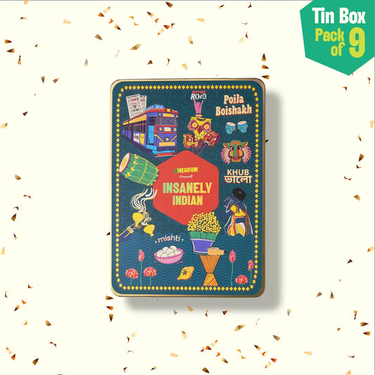 Next Level Bhalo! Tin Gift Box, 6 Hankies + 3 Socks, 100% Organic Cotton, Box of 9