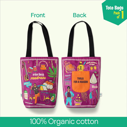 Madrasu Maxx! Canvas Tote Bag, 100% Organic Cotton, Pack of 1