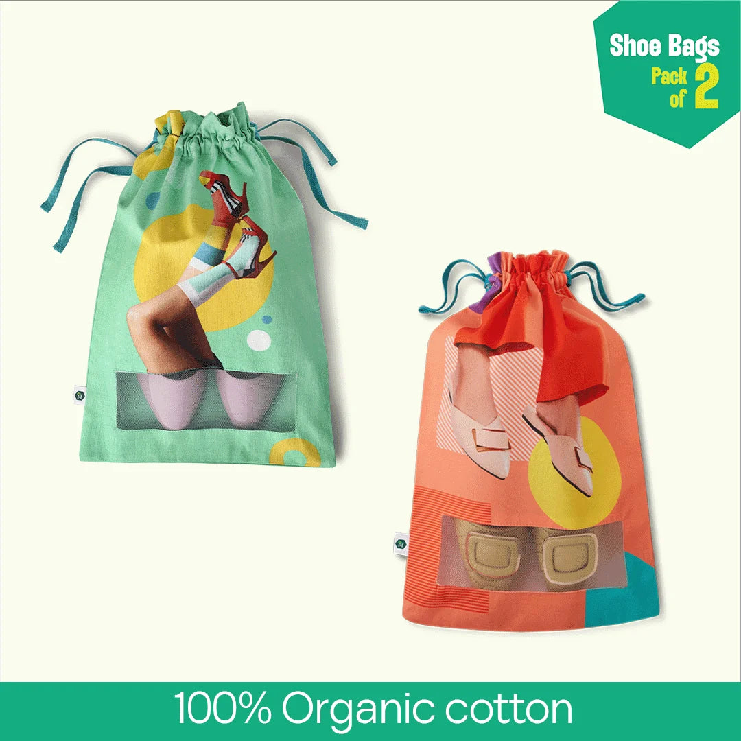 Sole Sisters! Shoe Bags, 100% Organic Cotton, Pack of 2