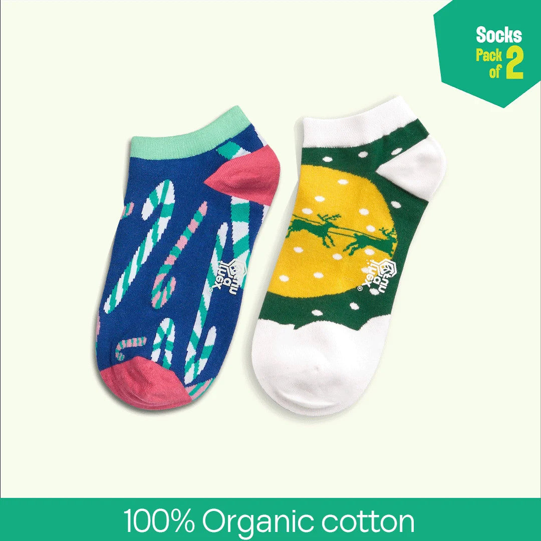 Sprinkling Joy! Unisex Socks, 100% Organic Cotton, Ankle Length, Pack of 2