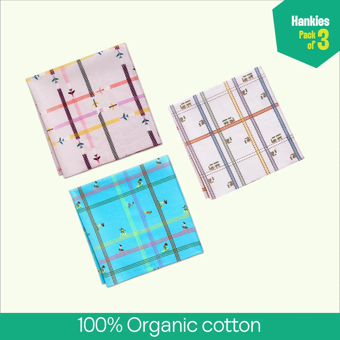 TBC! The Boss Collection! Unisex Hankies, 100% Organic Cotton, Pack of 3