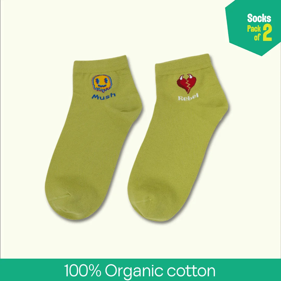 Mood Chart! Unisex Socks, 100% Organic Cotton, High Ankle Length, Pack of 2