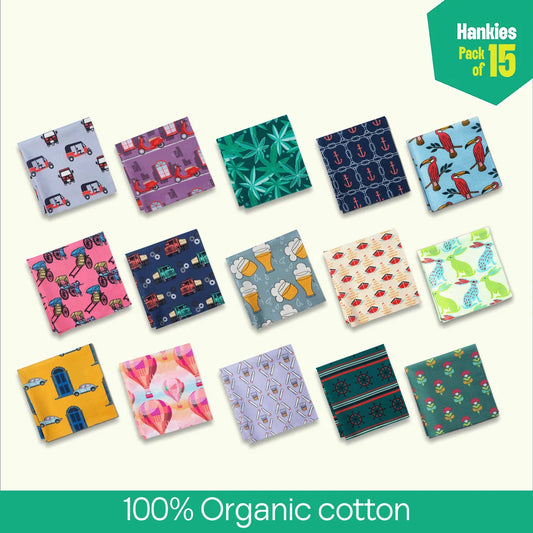 Wanderlust! Unisex Hankies, 100% Organic Cotton, Pack of 15