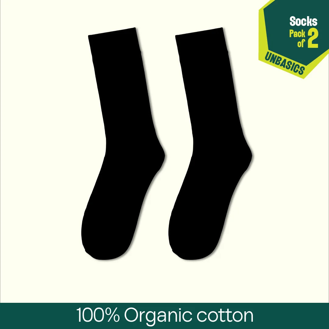 Black Spade! Unisex Socks, 100% Organic Cotton, Crew Length, Pack of 2