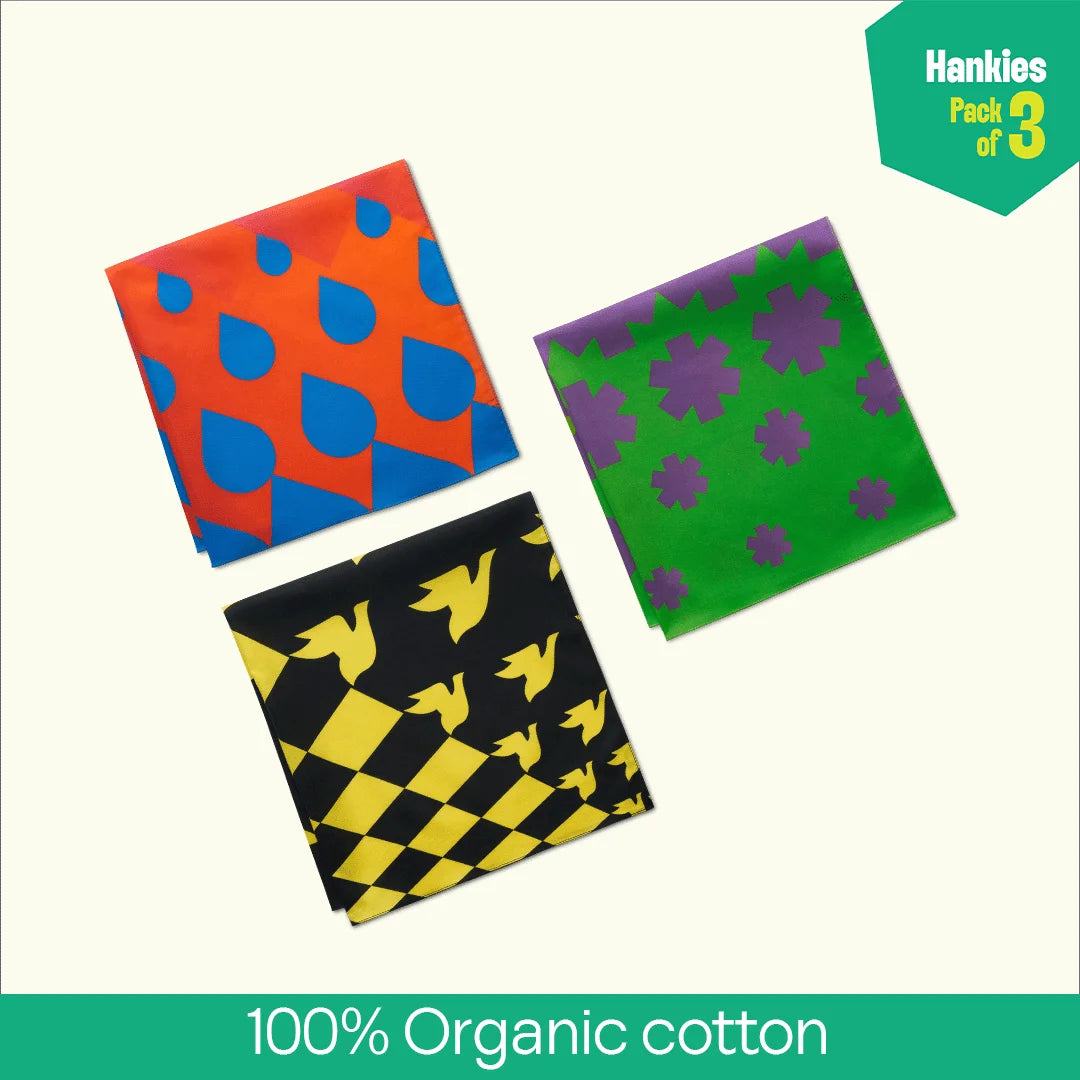 Law Of Abstract! Unisex Hankies, 100% Organic Cotton, Pack of 3