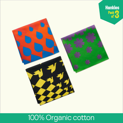Law Of Abstract! Unisex Hankies, 100% Organic Cotton, Pack of 3