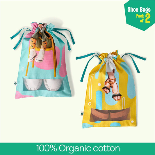 Keep It Casual! Shoe Bags, 100% Organic Cotton, Pack of 2