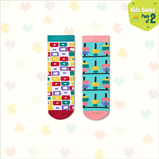 Crazy Patterns! Unisex Kid's Socks, 100% Bamboo, Crew Length, Pack of 2