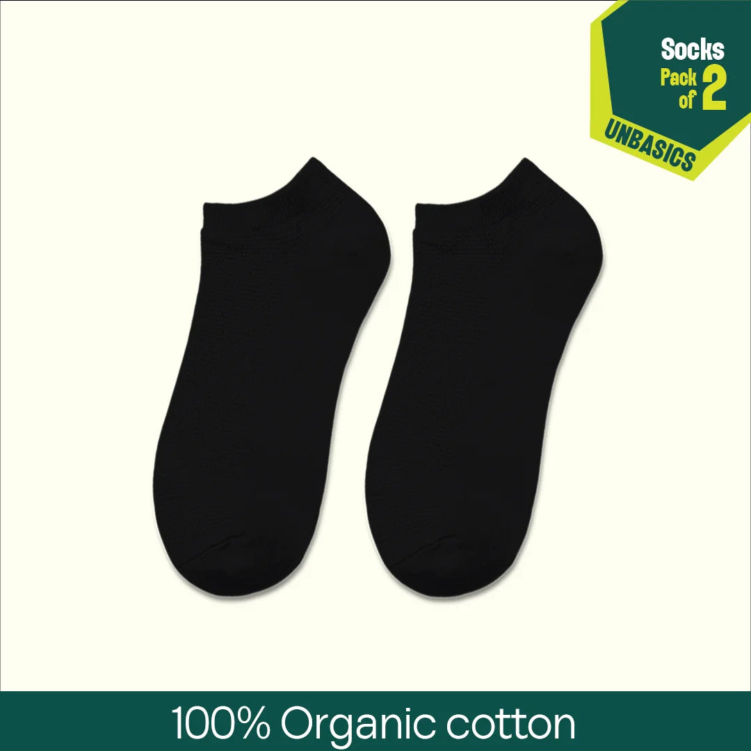 Black Spade! Unisex Socks, 100% Organic Cotton, Ankle Length, Pack of 2
