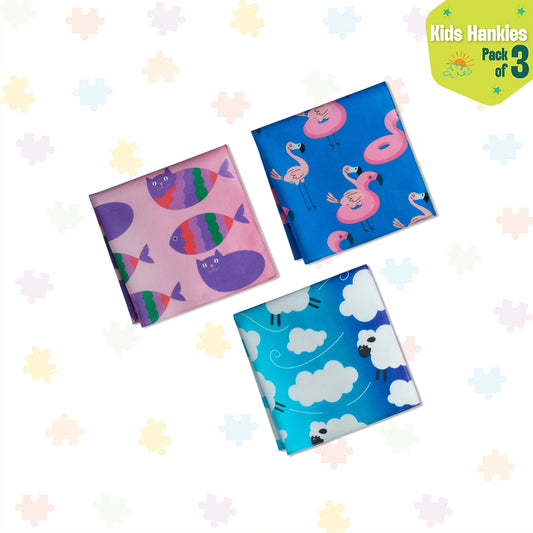Lil Explores! Unisex Kid's Hankies, 100% Organic Cotton, Pack of 3