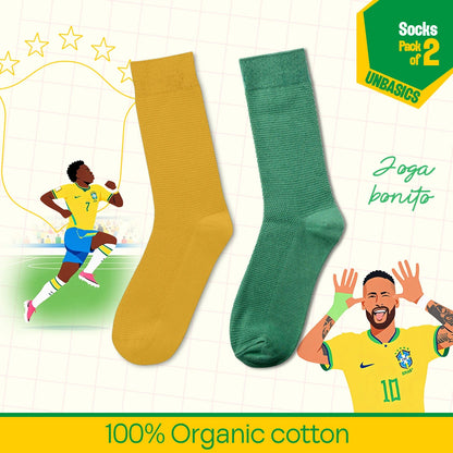 Samba Spirit! Unisex Socks, 100% Organic Cotton, Crew Length, Pack of 2