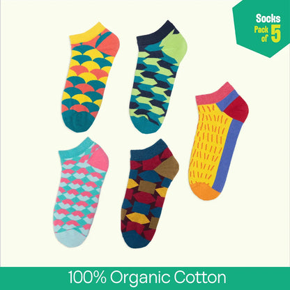 Geometry Class! Unisex Socks, 100% Organic Cotton, Ankle Length, Pack of 5