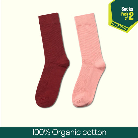 Solid Matters! Unisex Socks, 100% Organic Cotton, Crew Length, Pack of 2