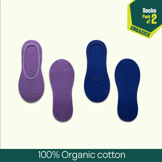Color Con! Unisex Socks, 100% Organic Cotton, No Show, Pack of 2
