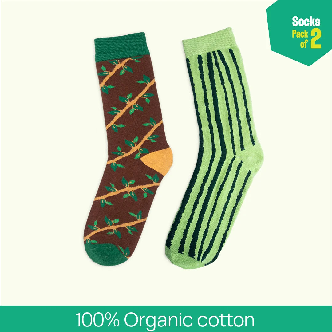 Sensing A Pattern! Unisex Socks, 100% Organic Cotton, Crew Length, Pack of 2