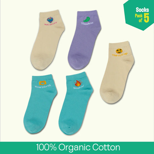 Love Struck! Unisex Socks, 100% Organic Cotton, High Ankle Length, Pack of 5