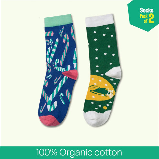 Sprinkling Joy! Unisex Socks, 100% Organic Cotton, Crew Length, Pack of 2