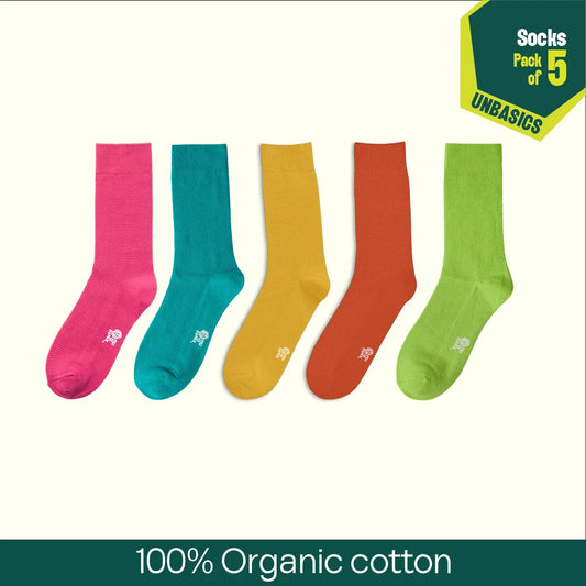 Sugar Crush! Unisex Socks, 100% Organic Cotton, Crew Length, Pack of 5