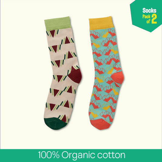 Double Trouble! Unisex Socks, 100% Organic Cotton, Crew Length, Pack of 2