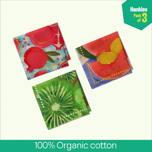 Juicy Drip! Unisex Hankies, 100% Organic Cotton, Pack of 3