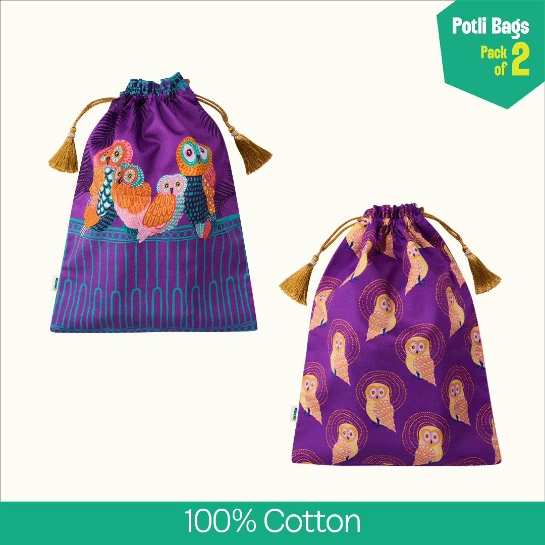 Bird Watching! Unisex Potli Bags, 100% Cotton, Pack of 2
