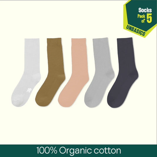 Pastel Palette! Unisex Socks, 100% Organic Cotton, Crew Length, Pack of 5