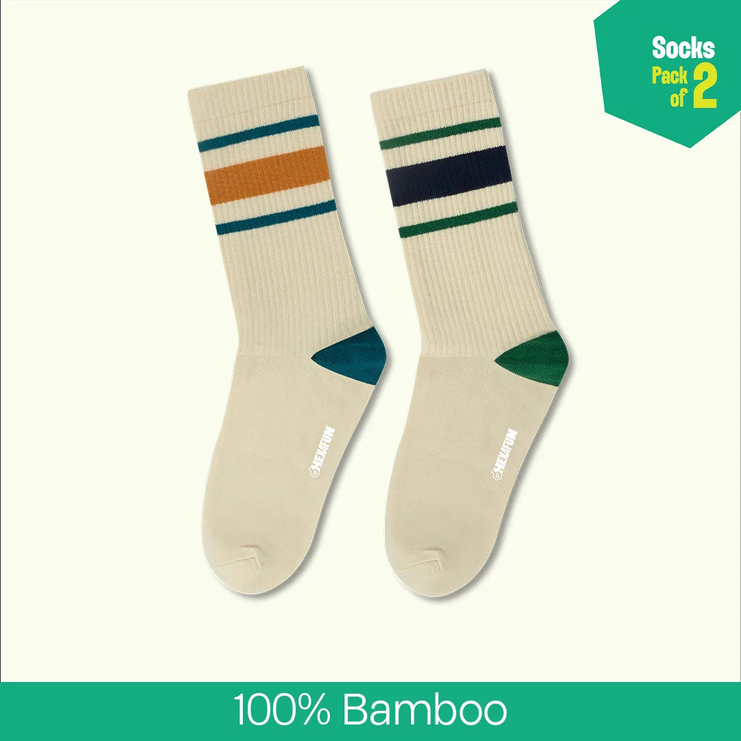 Band-Width! Unisex Socks, 100% Bamboo, Crew Length, Pack of 2