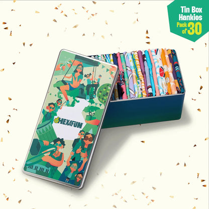 Troublemakers! Tin Gift Box, Unisex Hankies, 100% Organic Cotton, Box Of 30