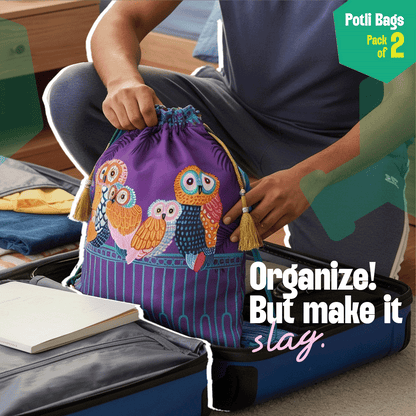 Bird Watching! Unisex Potli Bags, 100% Cotton, Pack of 2
