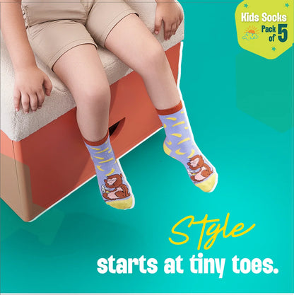 KFC! Kiddo Fun Collection! Unisex Kid's Socks, 100% Bamboo, Crew Length, Pack of 5
